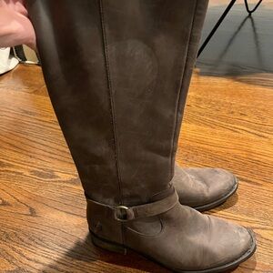 Born Brown Over the Knee Boots with Buckle Detail